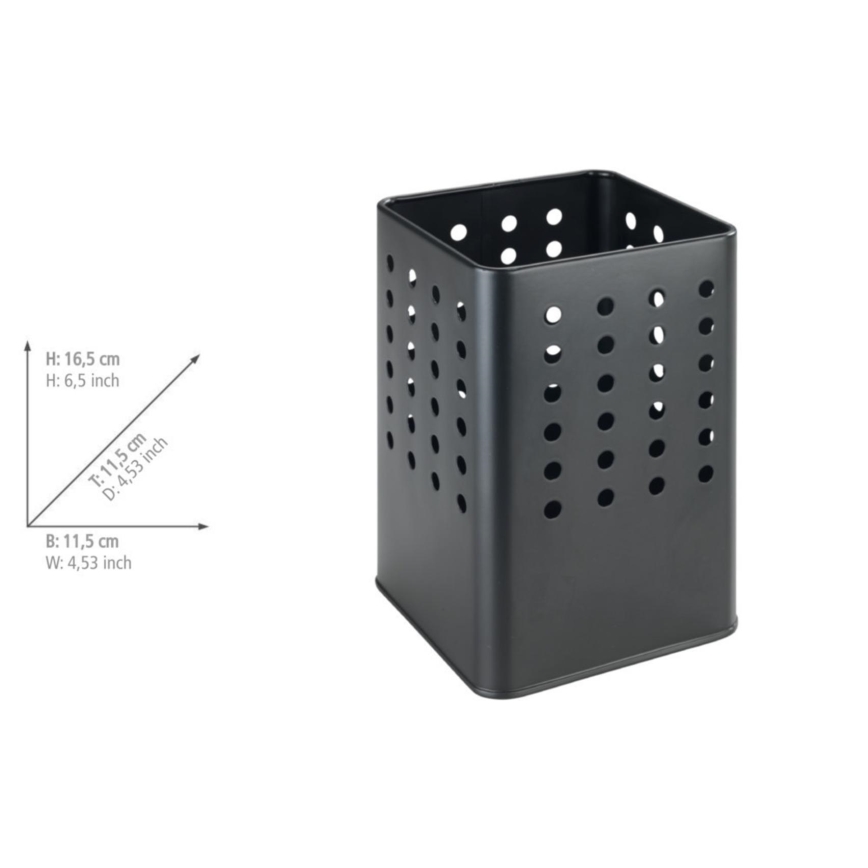 WENKO 54017100 - Porte-couverts SILIO 11,5 x 16,5 cm, noir
