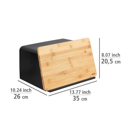 WENKO 54098100 - Boîte à pain KUBO 35 x 26,5 cm noir/marron