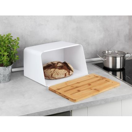 WENKO 54099100 - Boîte à pain KUBO 35x26,5 cm blanc/marron
