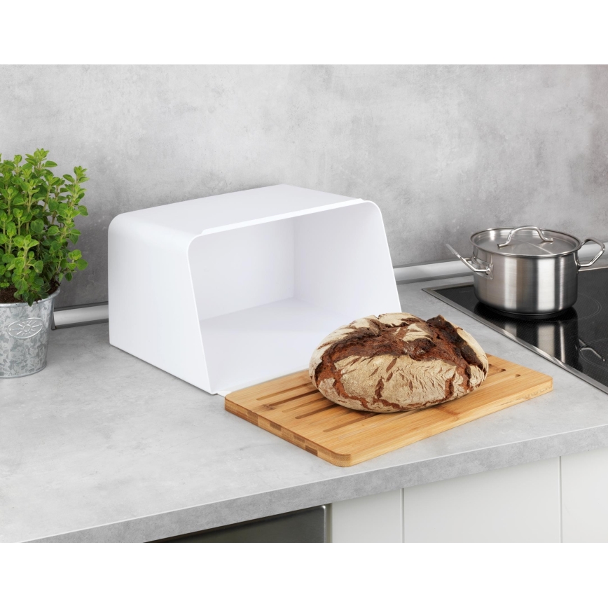 WENKO 54099100 - Boîte à pain KUBO 35x26,5 cm blanc/marron