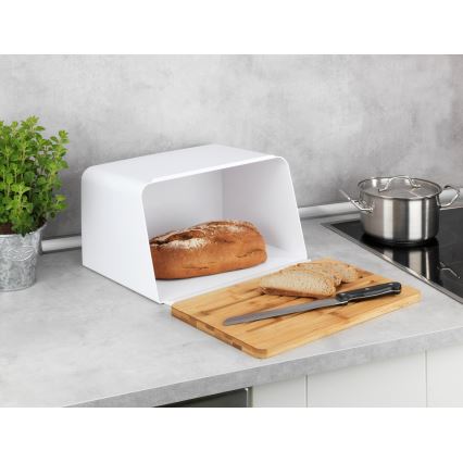 WENKO 54099100 - Boîte à pain KUBO 35x26,5 cm blanc/marron