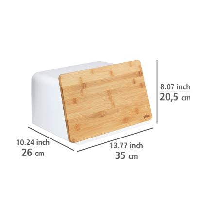 WENKO 54099100 - Boîte à pain KUBO 35x26,5 cm blanche/marron