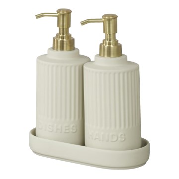 WENKO 54651100 - Distributeur de savon HEIDI 19x21 cm crème/doré/blanc