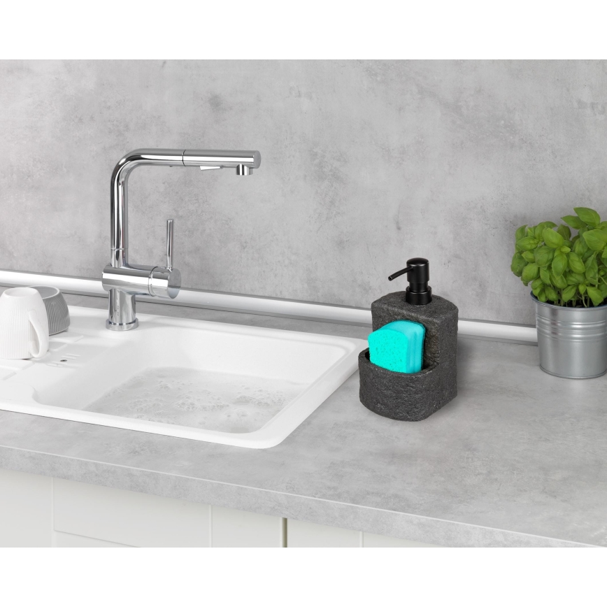 WENKO 54667100 - Distributeur de savon FESTIVAL 10,5 x 18 cm, noir