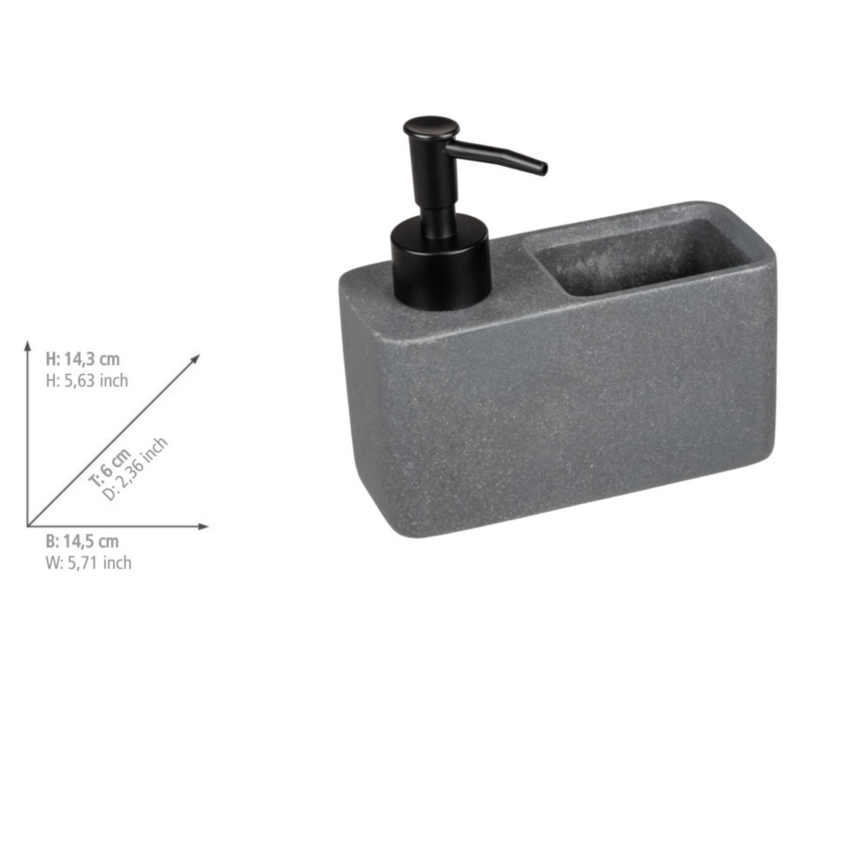 WENKO 54669100 - Distributeur de savon RESA 14,5x14,3 cm gris/noir