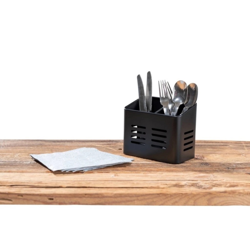 WENKO 55024100-Panier à couverts BLACK OUTDOOR KITCHEN 16x13,5 cm noir