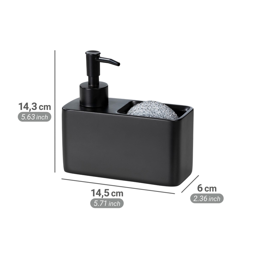 WENKO 55076100 - Distributeur de savon BLACK OUTDOOR KITCHEN 14,5 x 14,3 cm noir