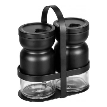 WENKO 55081100 - Ensemble de bocaux à épices BLACK OUTDOOR KITCHEN 12x14,5 cm transparent/noir