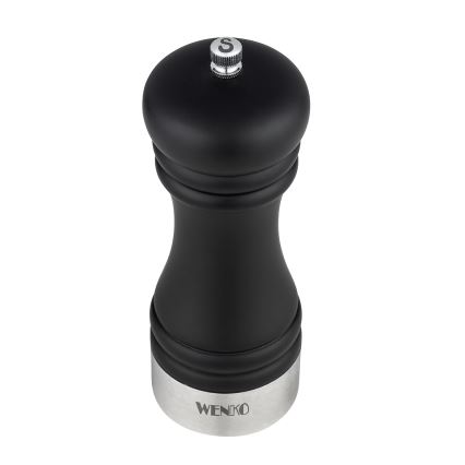 WENKO 55082100-Moulin à sel BLACK OUTDOOR KITCHEN 5x17,5 cm argenté/noir/blanc