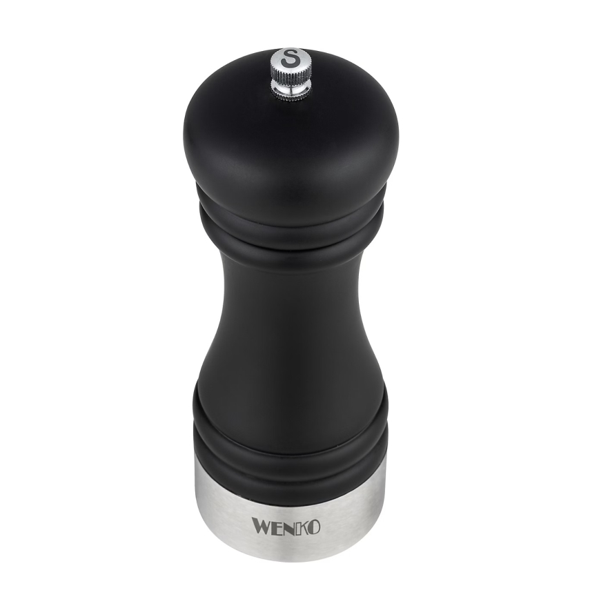 WENKO 55082100-Moulin à sel BLACK OUTDOOR KITCHEN 5x17,5 cm argenté/noir/blanc