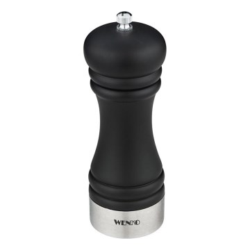 WENKO 55083100-Moulin à poivre BLACK OUTDOOR KITCHEN 5x17,5 cm noir/blanc