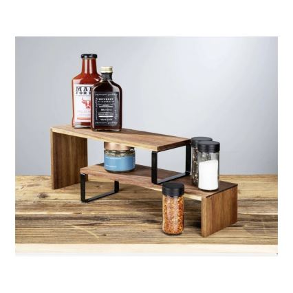 WENKO 55097100 - Étagère pour cuisine d'extérieur noire 36x16 cm marron/noir