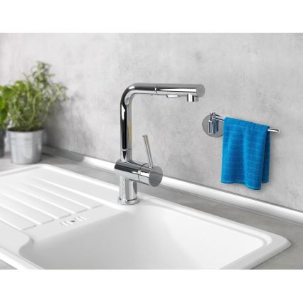 WENKO 5639100 - Support pour essuie-tout TURBO-LOC KÜCHE 23x6,5 cm inox/argenté