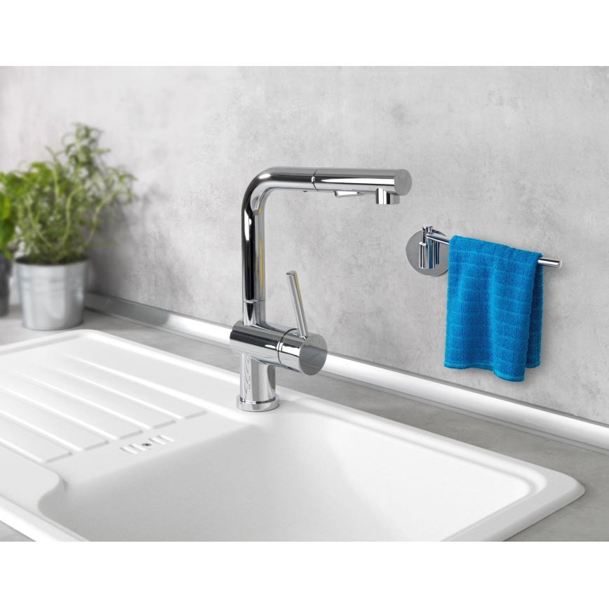 WENKO 5639100 - Support pour essuie-tout TURBO-LOC KÜCHE 23x6,5 cm inox/argenté