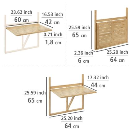 WENKO 69806800 - Table WAIKIKI 64x65 cm blanche/brune