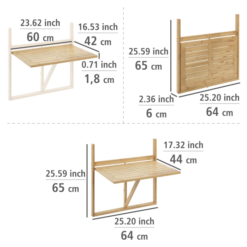 WENKO 69806800 - Table WAIKIKI 64x65 cm blanche/brune