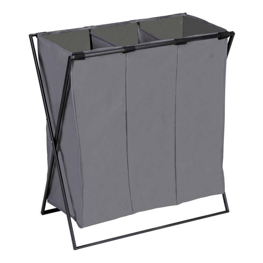 WENKO 71297800 - Panier à linge TRIO 69 x 76 cm gris/noir