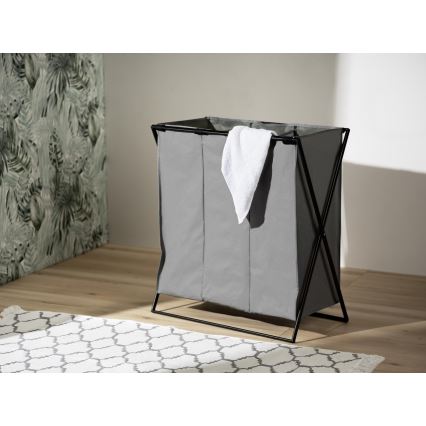 WENKO 71297800 - Panier à linge TRIO 69 x 76 cm gris/noir