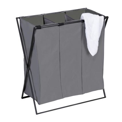 WENKO 71297800 - Panier à linge TRIO 69 x 76 cm gris/noir