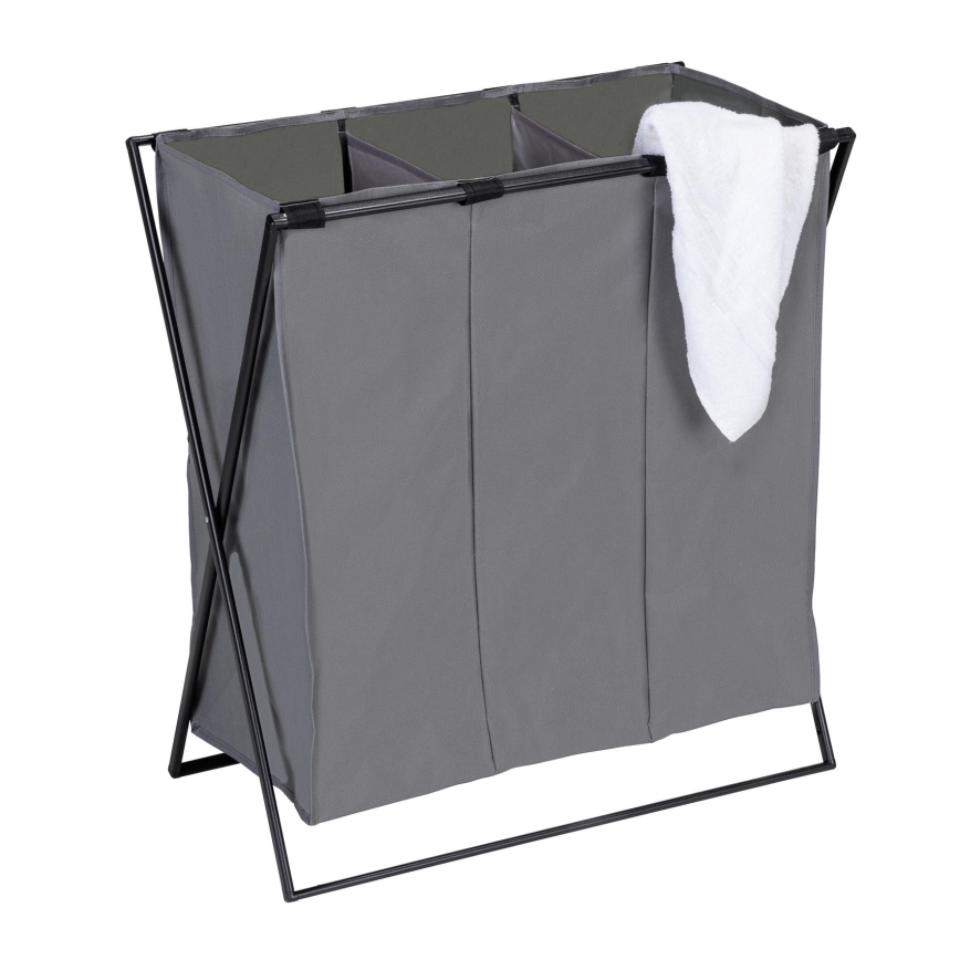 WENKO 71297800 - Panier à linge TRIO 69 x 76 cm gris/noir