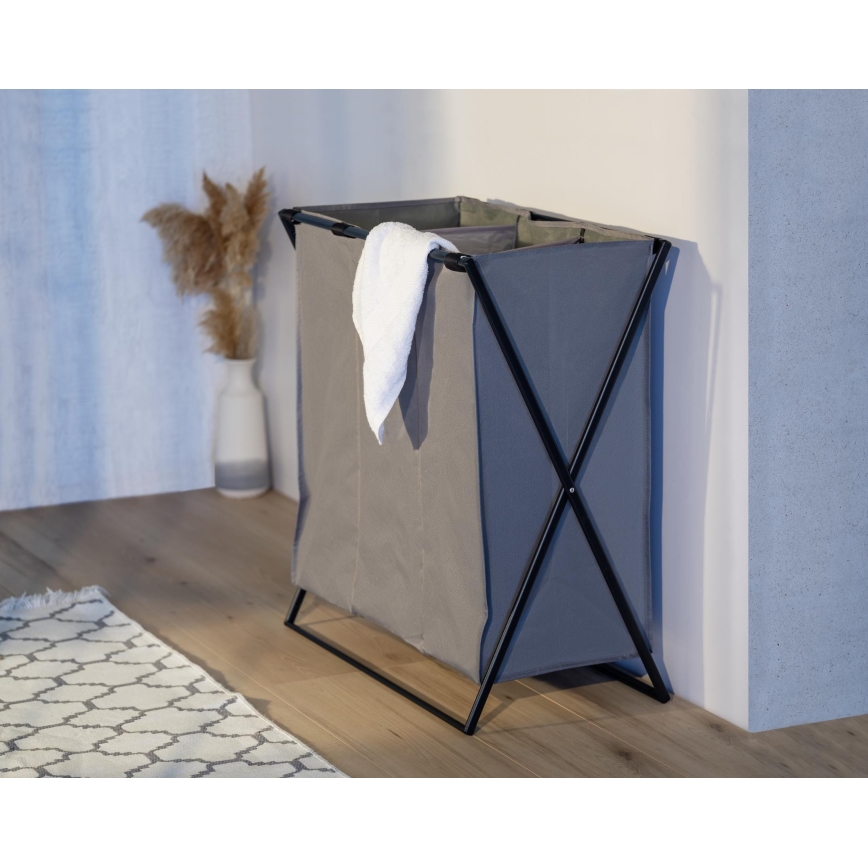 WENKO 71297800 - Panier à linge TRIO 69 x 76 cm gris/noir