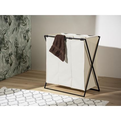 WENKO 71298800 - Panier à linge TRIO 69x76 cm crème/noir