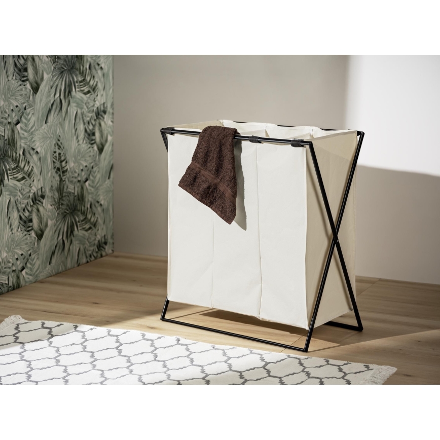 WENKO 71298800 - Panier à linge TRIO 69x76 cm crème/noir