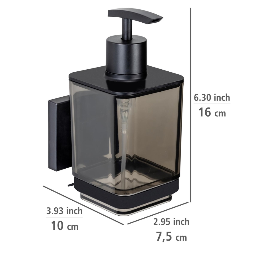 WENKO 71444800 - Distributeur de savon VACUUM-LOC QUADRO ED 7,5 x 16 cm noir