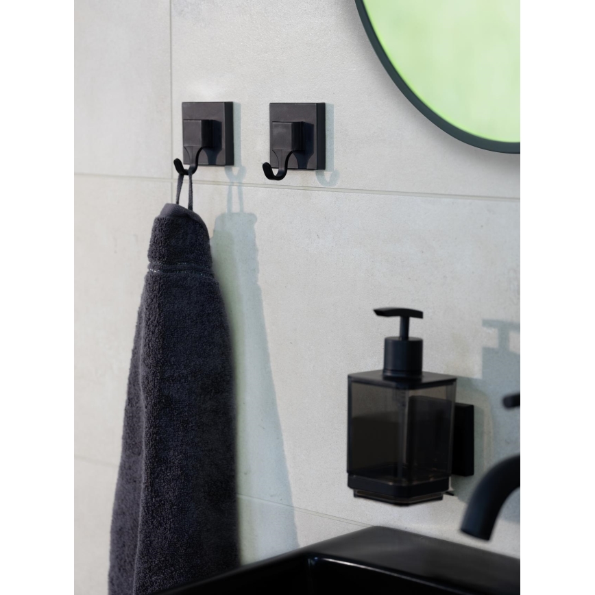 WENKO 71444800 - Distributeur de savon VACUUM-LOC QUADRO ED 7,5 x 16 cm noir