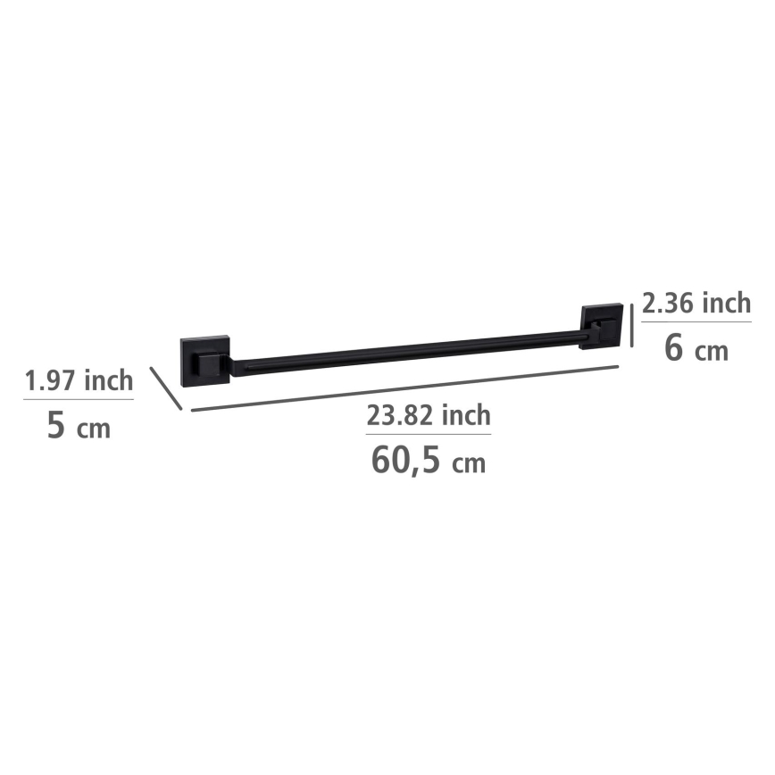 WENKO 71445800 - Barre porte-serviettes VACUUM-LOC QUADRO ED 60,5 x 6 cm, noire