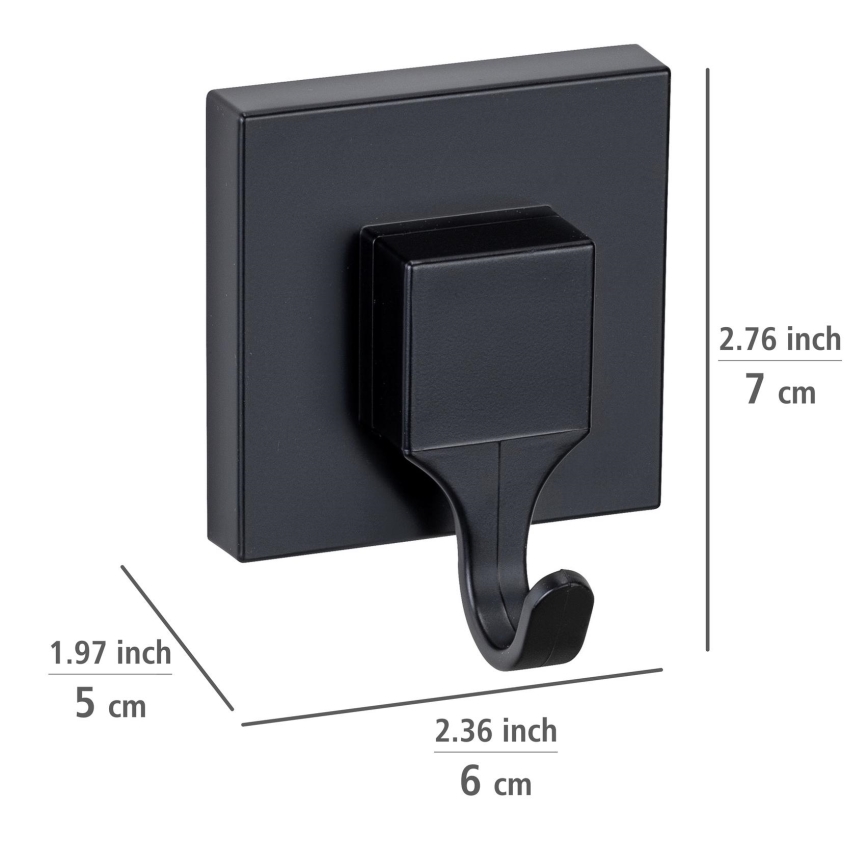 WENKO 71448800 - Crochet VACUUM-LOC QUADRO ED 6x7 cm noir