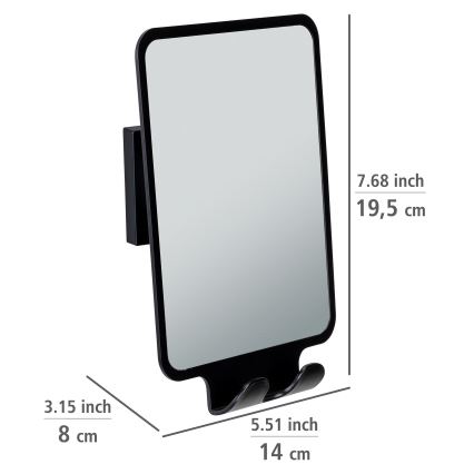 WENKO 71449800 - Miroir VACUUM-LOC QUADRO ED 14x19,5 cm noir