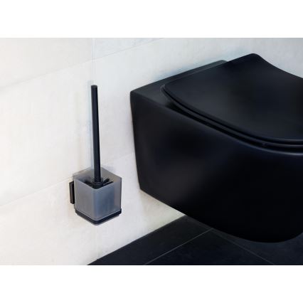 WENKO 71450800 - Ensemble WC VACUUM-LOC QUADRO ED 9,5 x 37 cm noir