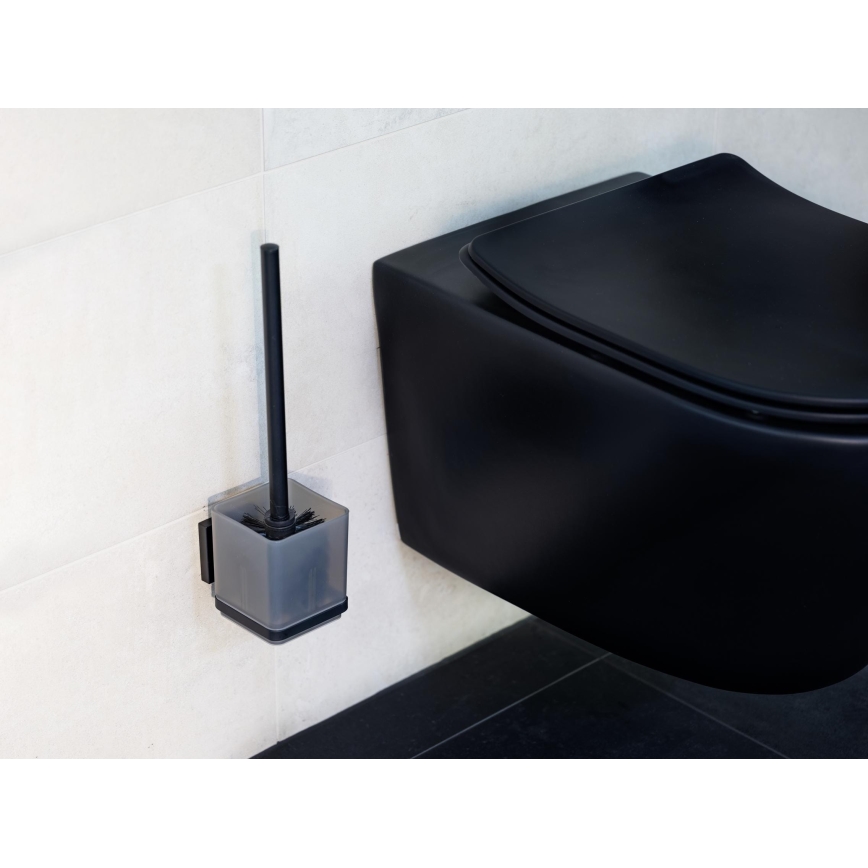 WENKO 71450800 - Ensemble WC VACUUM-LOC QUADRO ED 9,5 x 37 cm noir