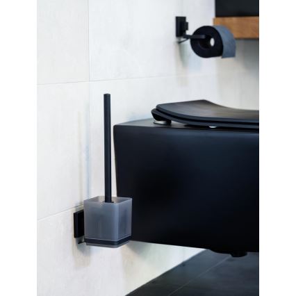 WENKO 71450800 - Ensemble WC VACUUM-LOC QUADRO ED 9,5 x 37 cm noir