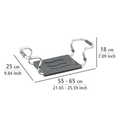 WENKO 73392500-Siège Sécurité dans la salle de bains 26x18 cm argent/anthracite