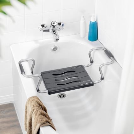 WENKO 73392500-Siège Sécurité dans la salle de bains 26x18 cm argent/anthracite