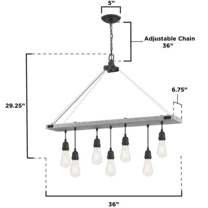 Westinghouse 6116440 - Lustre à chaîne ASHWOOD 7xE27/60W/230V