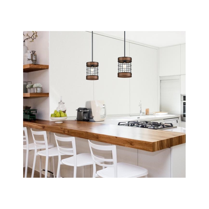 Westinghouse 61179 - Suspension sur câble LANGSTON, 1 x E27 (max. 60 W), 230 V, Ø 19 cm, finition barnwood
