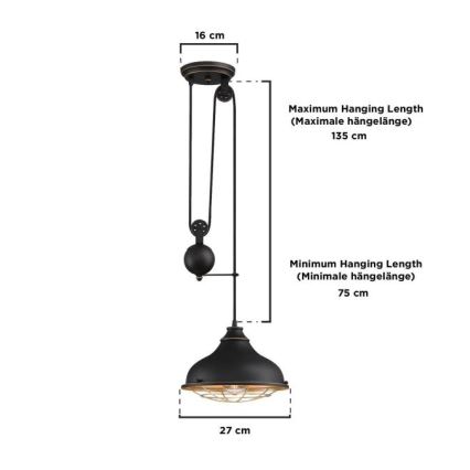 Westinghouse 61249 - Suspension filaire CHAVES 1xE27/60W/230V