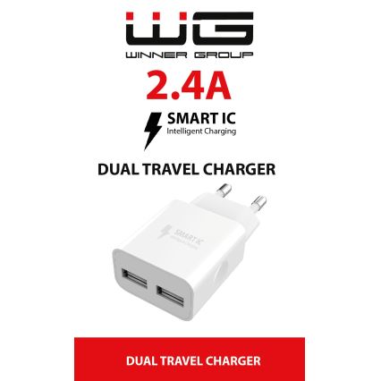Winner Group - Adaptateur de charge 2xUSB-A 12W blanc