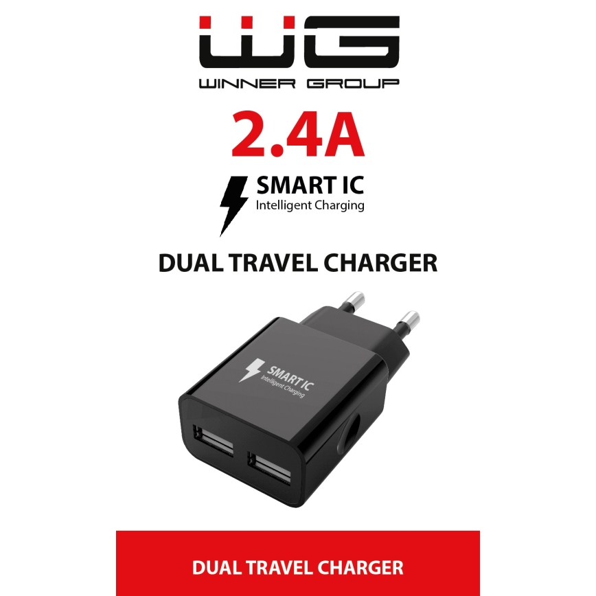 Winner Group - Adaptateur de charge 2xUSB-A 12W noir