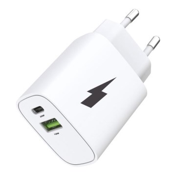 Winner Group - Adaptateur de charge rapide 1x USB-C + 1x USB-A Power Delivery 20 W blanc