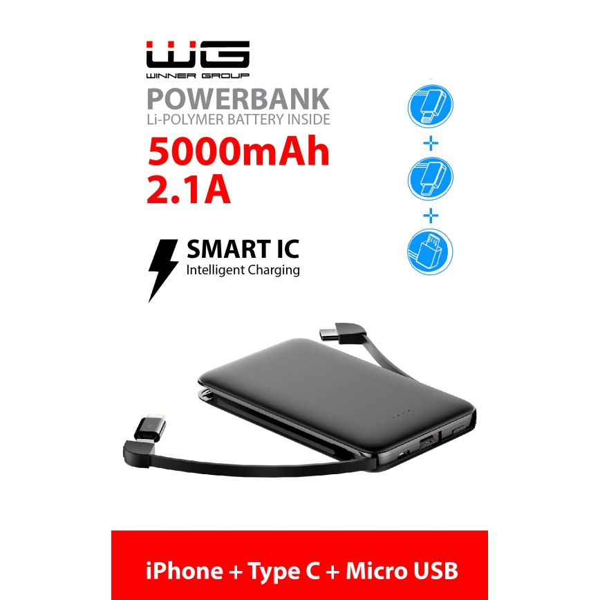 Winner Group - Batterie portative 5000 mAh noir