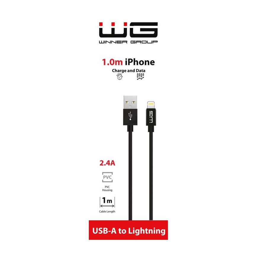 Winner Group - Câble USB Lightning / USB-A 1m noir