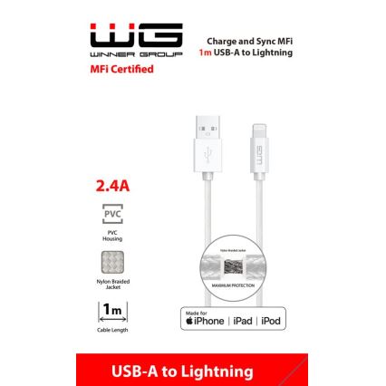 Winner Group - Câble USB MFI Lightning / USB-A 1m blanc