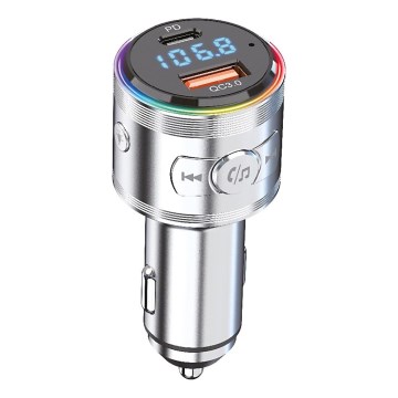 Winner Group - Chargeur de voiture 20 W avec émetteur FM et kit mains libres, argenté