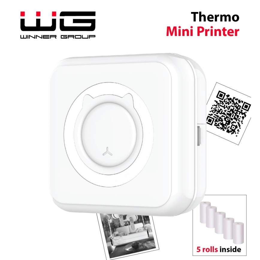 Winner Group - Mini imprimante thermique 800 mAh blanc