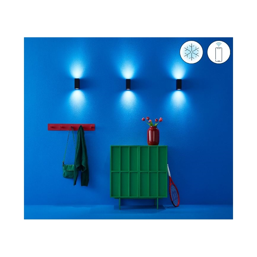 WiZ -Applique murale LED RVBW à intensité variable UP&DOWN 2xGU10/4,7W/230V 2200-6500K Wi-Fi CRI 90 noire