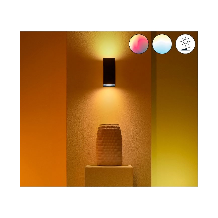 WiZ -Applique murale LED RVBW à intensité variable UP&DOWN 2xGU10/4,7W/230V 2200-6500K Wi-Fi CRI 90 noire